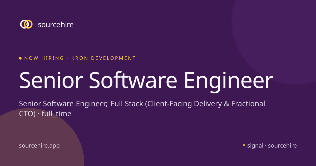 Senior Software Engineer — KRON Development (Senior Software Engineer ...